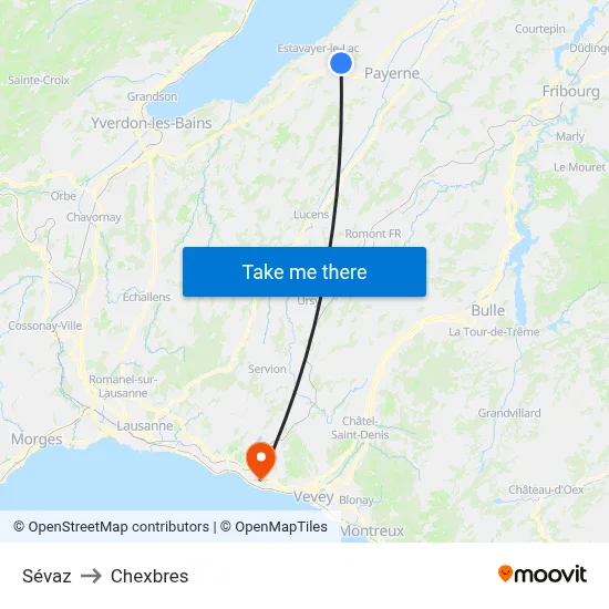 Sévaz to Chexbres map