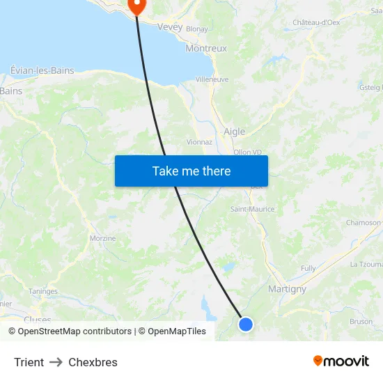 Trient to Chexbres map