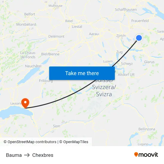 Bauma to Chexbres map