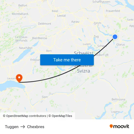Tuggen to Chexbres map