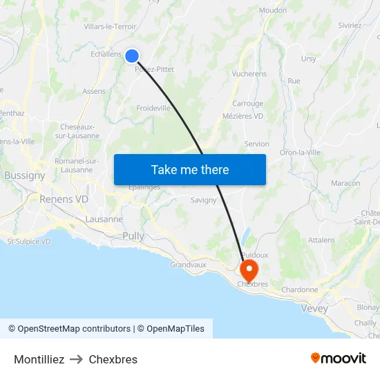 Montilliez to Chexbres map