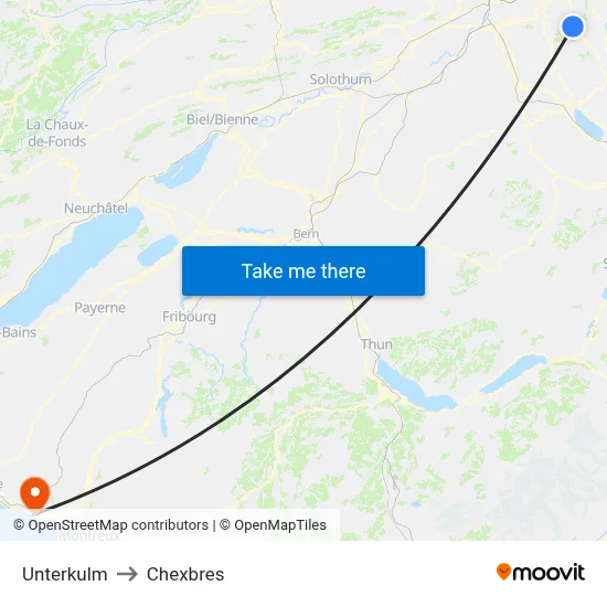 Unterkulm to Chexbres map