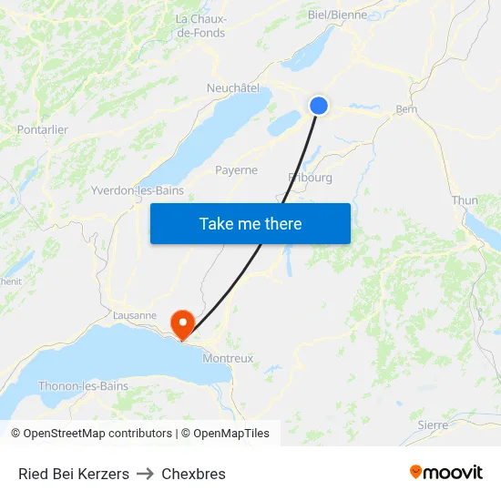 Ried Bei Kerzers to Chexbres map