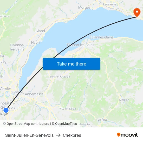 Saint-Julien-En-Genevois to Chexbres map