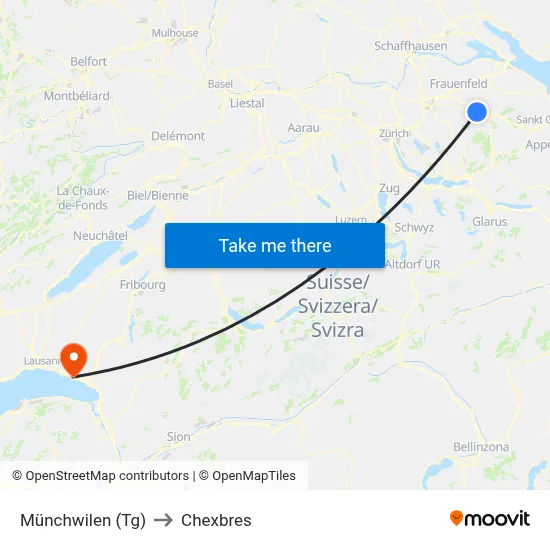 Münchwilen (Tg) to Chexbres map