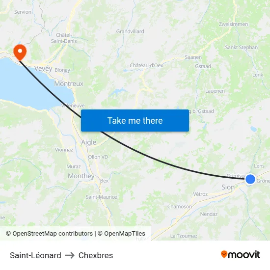 Saint-Léonard to Chexbres map