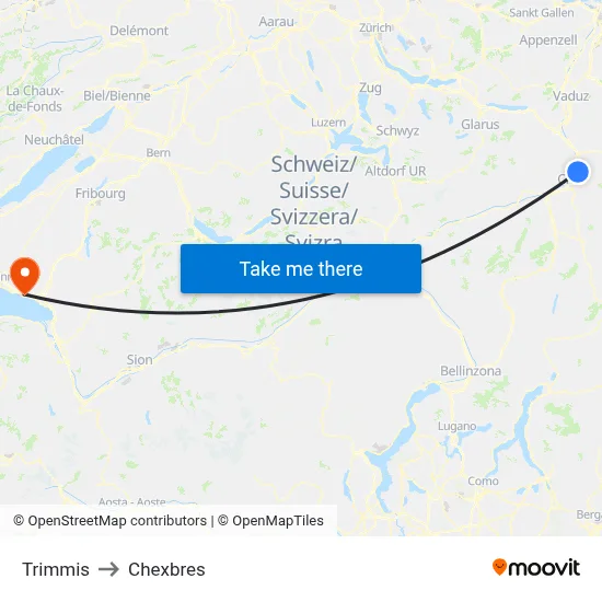 Trimmis to Chexbres map