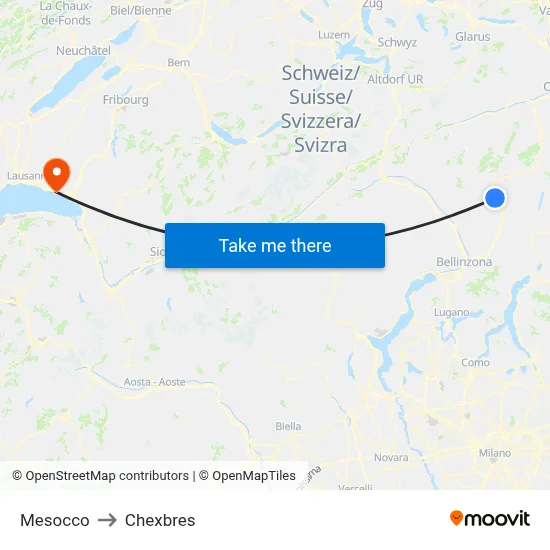 Mesocco to Chexbres map