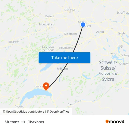 Muttenz to Chexbres map