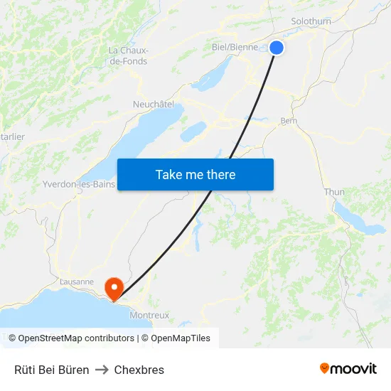 Rüti Bei Büren to Chexbres map