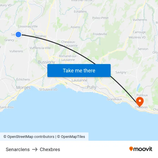 Senarclens to Chexbres map