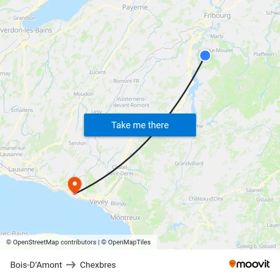 Bois-D’Amont to Chexbres map