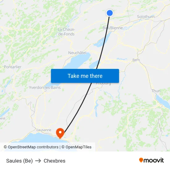 Saules (Be) to Chexbres map
