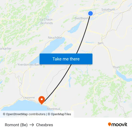 Romont (Be) to Chexbres map