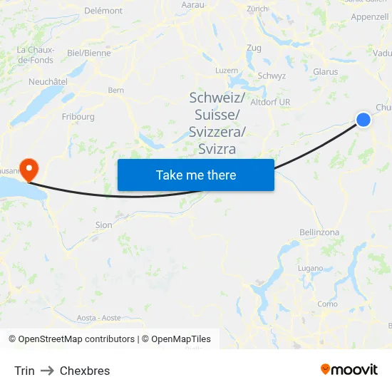Trin to Chexbres map