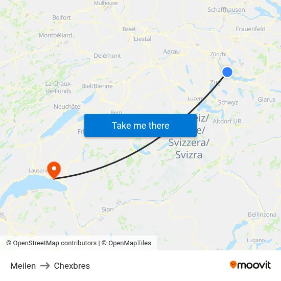 Meilen to Chexbres map