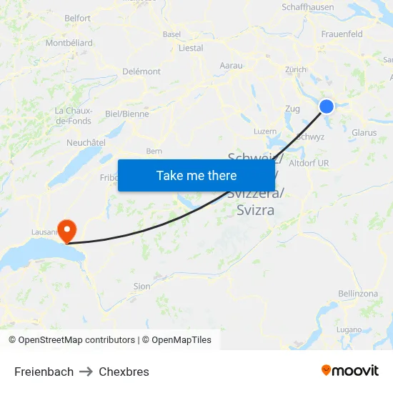 Freienbach to Chexbres map