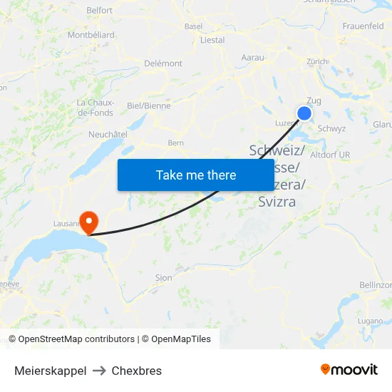 Meierskappel to Chexbres map