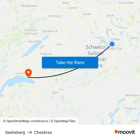 Seelisberg to Chexbres map