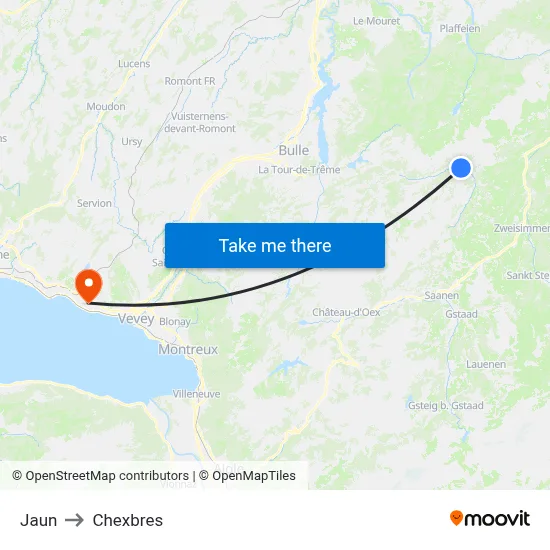 Jaun to Chexbres map