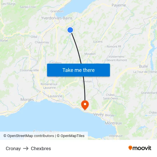 Cronay to Chexbres map