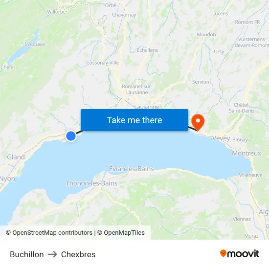 Buchillon to Chexbres map