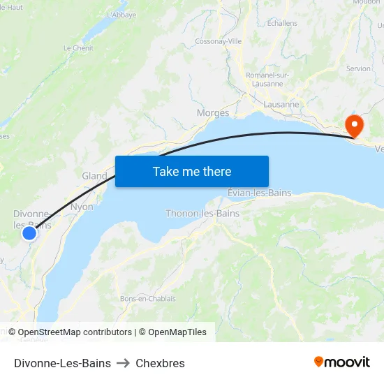 Divonne-Les-Bains to Chexbres map