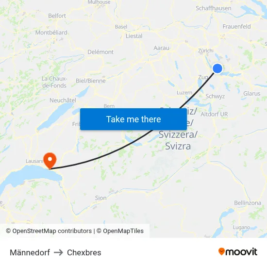 Männedorf to Chexbres map