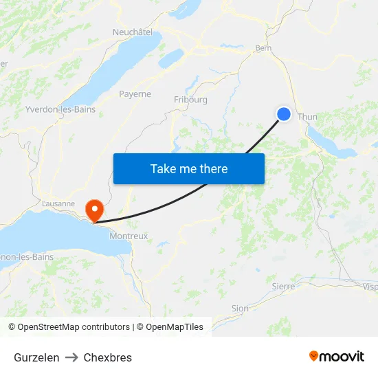 Gurzelen to Chexbres map