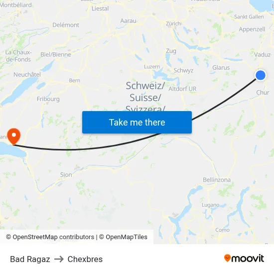 Bad Ragaz to Chexbres map
