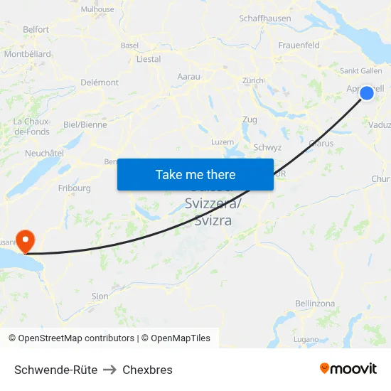 Schwende-Rüte to Chexbres map