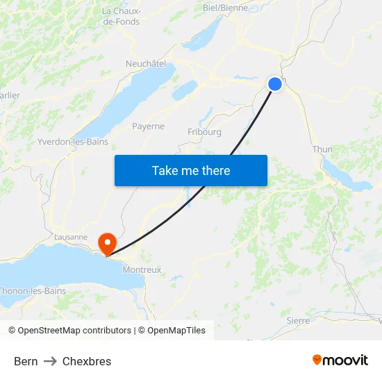 Bern to Chexbres map