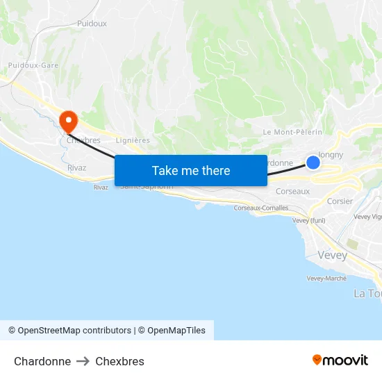 Chardonne to Chexbres map