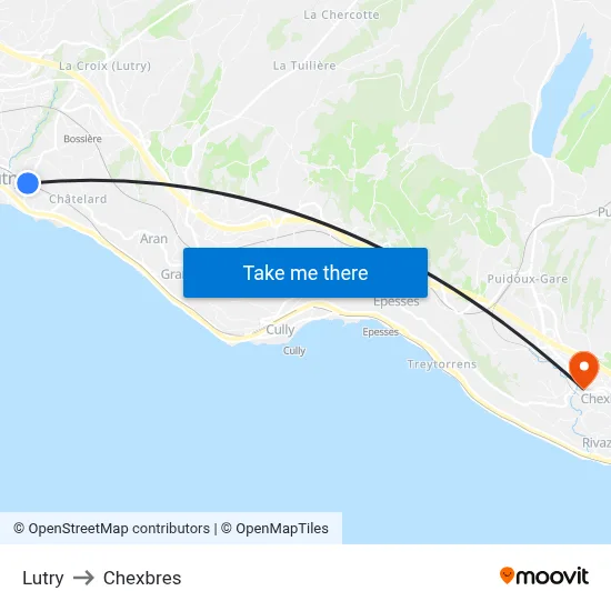 Lutry to Chexbres map