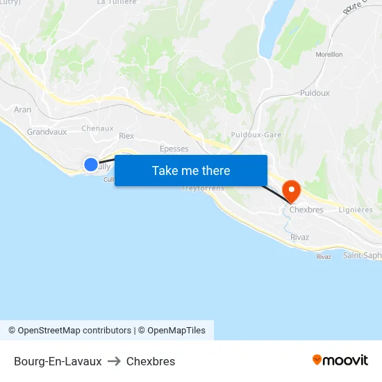 Bourg-En-Lavaux to Chexbres map