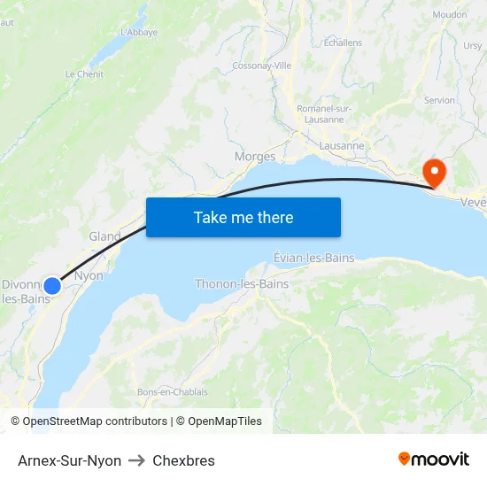 Arnex-Sur-Nyon to Chexbres map