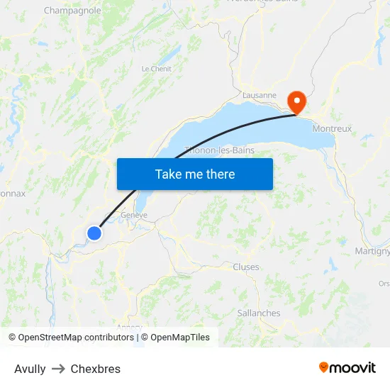 Avully to Chexbres map