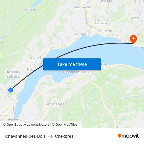 Chavannes-Des-Bois to Chexbres map