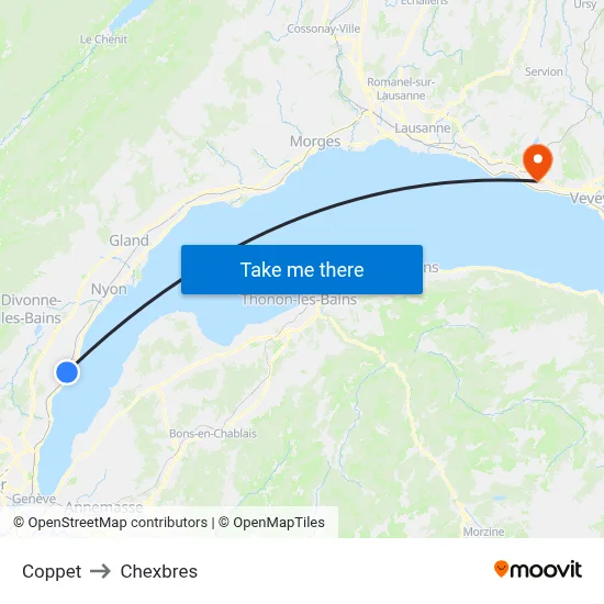 Coppet to Chexbres map