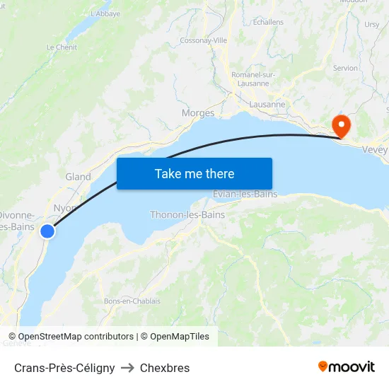 Crans-Près-Céligny to Chexbres map