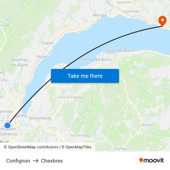 Confignon to Chexbres map