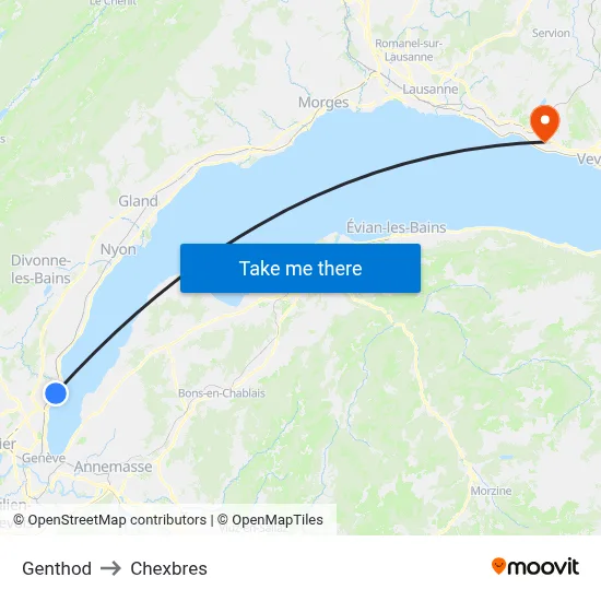 Genthod to Chexbres map