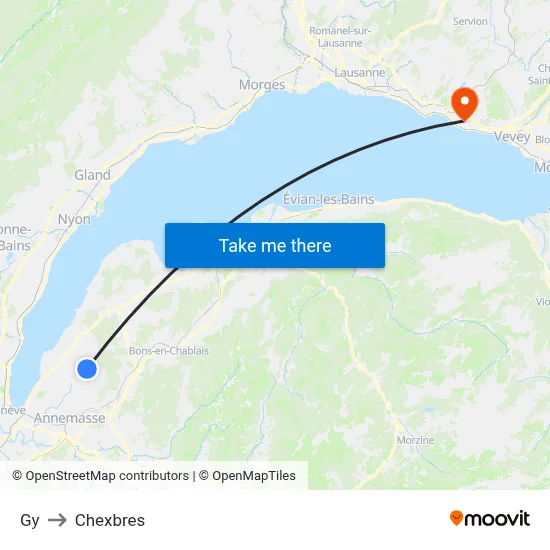 Gy to Chexbres map