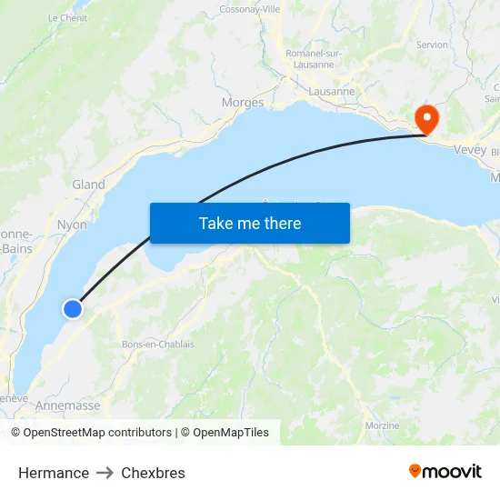 Hermance to Chexbres map