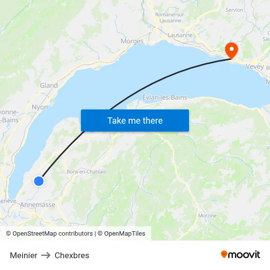Meinier to Chexbres map