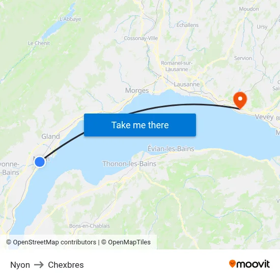 Nyon to Chexbres map