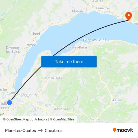 Plan-Les-Ouates to Chexbres map