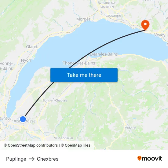 Puplinge to Chexbres map