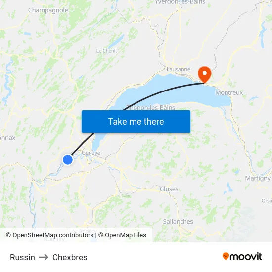 Russin to Chexbres map