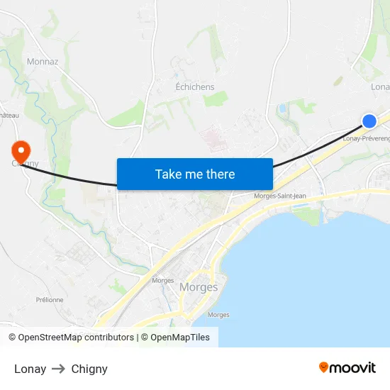 Lonay to Chigny map